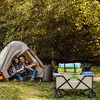 HAUSHOF Collapsible Outdoor Utility Wagon, 176 lb Load Capacity, Green - color: Green