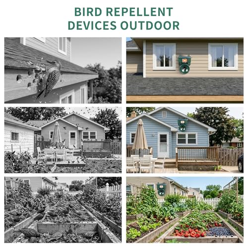 2026 Solar Bird Repellent Devices Outdoor Ultrasonic Bird Repeller Deterrents for Outside,Woodpecker Deterrent for House,USB Charging & Waterproof Pigeon Goose Bird Scare Away Garden Patio Orchard