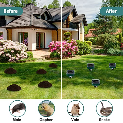 28 Pcs Solar Mole Repellent Ultrasonic Outdoor Deterrent Spikes,Square - color: Square