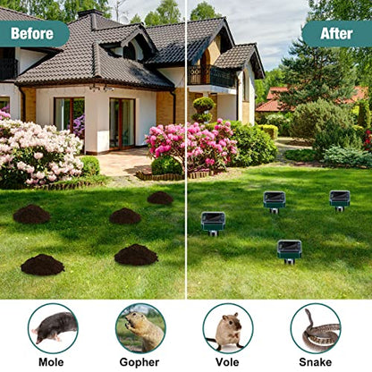 28 Pcs Solar Mole Repellent Ultrasonic Outdoor Deterrent Spikes,Square - color: Square
