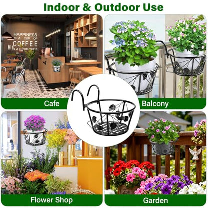 3 Pack Round Hanging Railing Planters,Indoor Porch Railing Planters