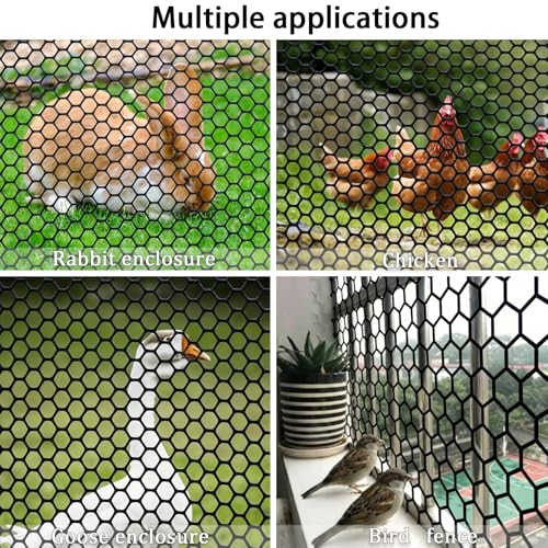 Plastic Chicken Wire Fencing 15.7IN x 66FT,Pet Barrier Netting,Durable Garden Mesh Fence Animal Barrier for Dogs, Rabbits, Poultry & Plant Protection,Black - color: Black, size: 15.7INx66FT
