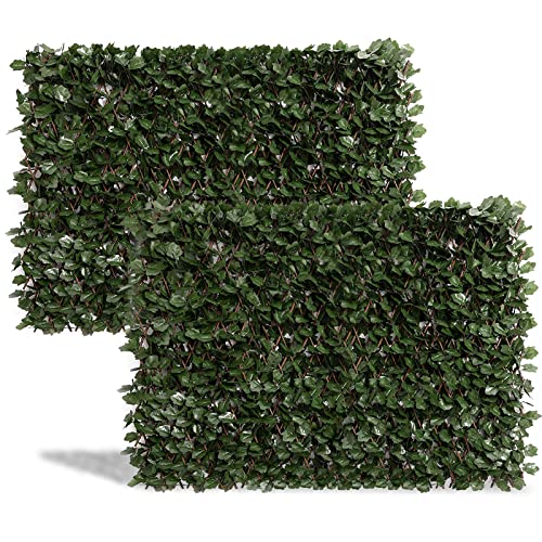DOEWORKS Expandable Faux Ivy Privacy Screen, Double-Sided, Balcony, 2 Pack - color: Double-Sided Green Leaves, size: 16 x 45 in, 2 Panel