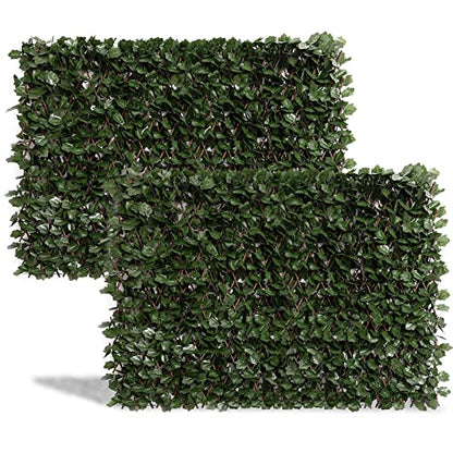 DOEWORKS Expandable Faux Ivy Privacy Screen, Double-Sided, Balcony, 2 Pack - color: Double-Sided Green Leaves, size: 16 x 45 in, 2 Panel