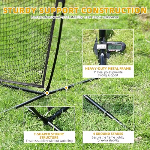 Shopsource 12x9ft Barricade Backstop Net, Ball Sports Barrier Netting, Protection Screen for Baseball Softball Lacrosse Soccer Hockey Training for Backyard with Carry Bag