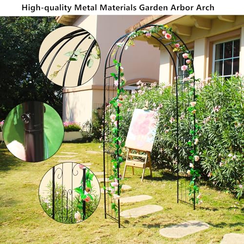 Metal Garden Arch Arbor, 94.5" H x 45.3" W, for Climbing Plants - color: Black Arch-C