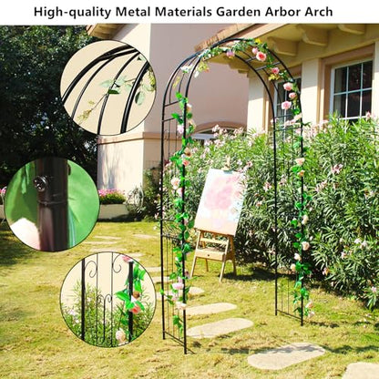 Metal Garden Arch Arbor, 94.5" H x 45.3" W, for Climbing Plants - color: Black Arch-C