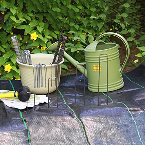100 Pack 8x1 inch 11GA(0.12inch) Landscape Staples Garden Stakes Fence Netting Pins Ground Spikes Sod Cover Fabric Pegs Steel Uncoated - size: 8"x1" 11GA Black 100Pack
