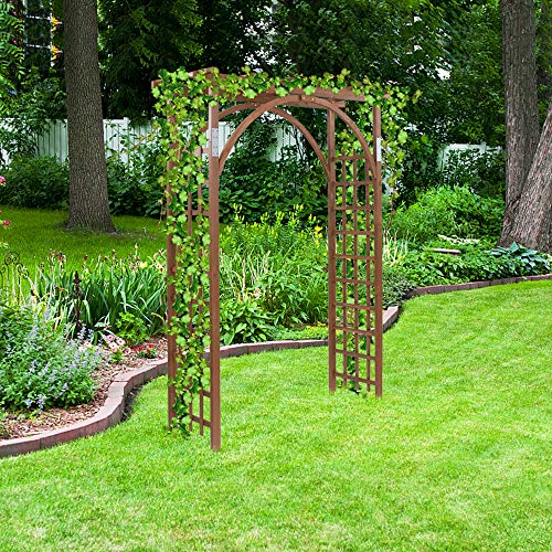 Outvita 7Ft Dark Brown Wooden Garden Arbor Arch Trellis - color: Dark Brown