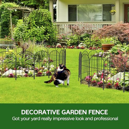 Goovilla Garden Fence, Total 27ft(L) x 24in(H), 25 Pcs, Rustproof Metal - size: Arched