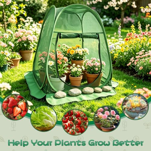 Pop Up Plant Netting Cover 28×28×32” Shade Mesh with Zipper Door Shade Top - size: 70*70*80 1PCS