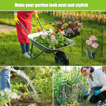 30 Packs Plant Protectors from Animals, 12'' x 12'' Wire Plant Cages for Outdoor Plants, Modular Garden Mesh Covers with Ground Stakes and Nylon Ties for Vegetables, Flowers, Seedlings, Rabbits
