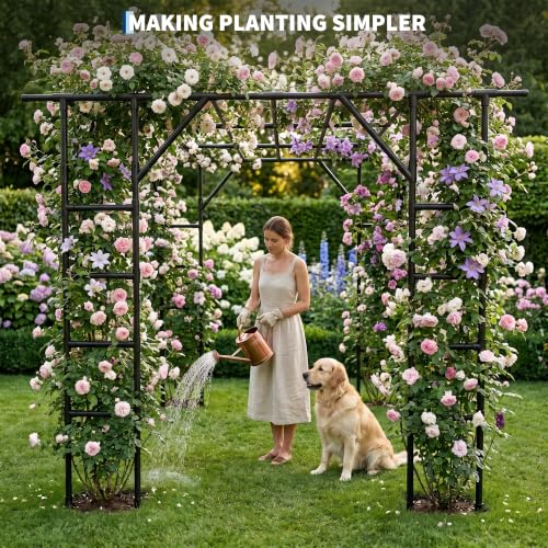 Garvee Large Grape Vine & Cucumber Trellis, 132 inches Garden Arch Trellis - size: 11 x 7.7 x 7.5 Ft T-Insert-Fit