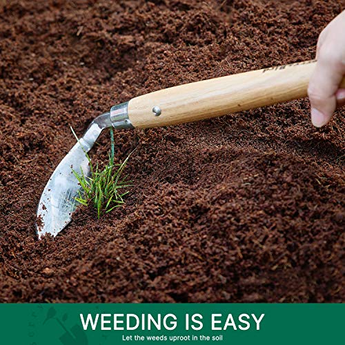 Garden Hand Hoe, Stainless Steel Gardening Sickle Weeder Tool - size: 14.57'' Japanese Weeder