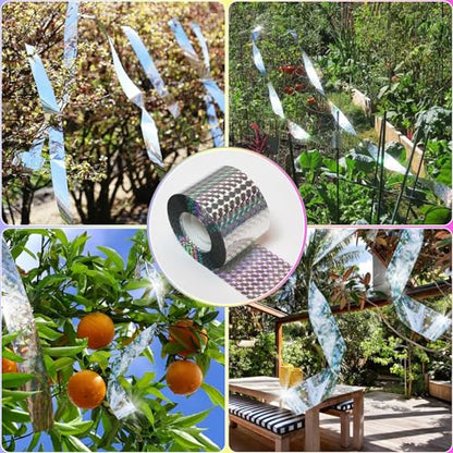 Ruolan Bird Scare Tape Ribbon,Reflective Tape Keep Birds Away Outdoor,Double Side Bird Flash Tape, Scare Geese, Pigeon, Duck, Woodpecker (350FT) - size: 350FT