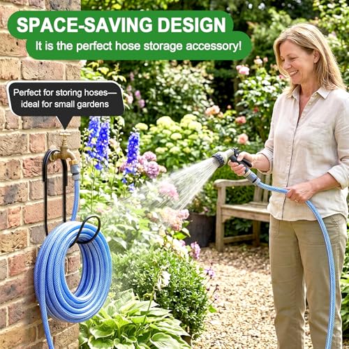 Philbinden 2 Pcs Flexible Garden Hose Holder-Black Garden Solid Hose Storage Hook for Garden Hoses, Ropes, Outside Yard