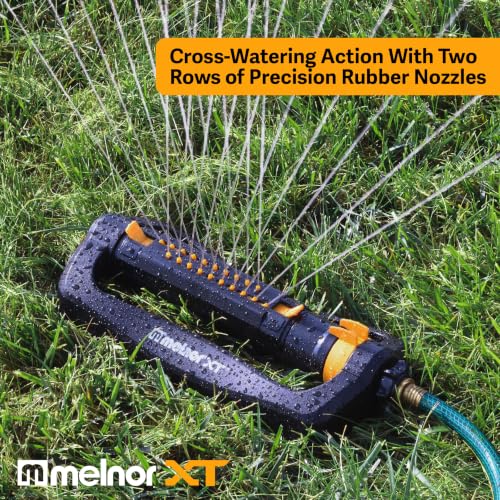 Melnor 65202AMZ CrossStream Turbo Oscillating Sprinkler, 4,000 Sq. Ft. Coverage, TwinTouch Width & Range Control, InfinityDrive™ Turbo Motor, Black, Orange - size: 2-Way Adjustable, style: CrossStream