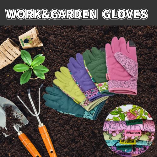 Cute Pattern Gardening Gloves,Thornproof Garden Glove,Gardener Gift - color: 2 Pairs Per Pack-lake Blue, size: Large