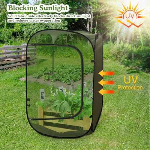 24"x24"x36" Pop Up Mesh Plant Covers, Insect Barrier Plant Enclosure - color: Green