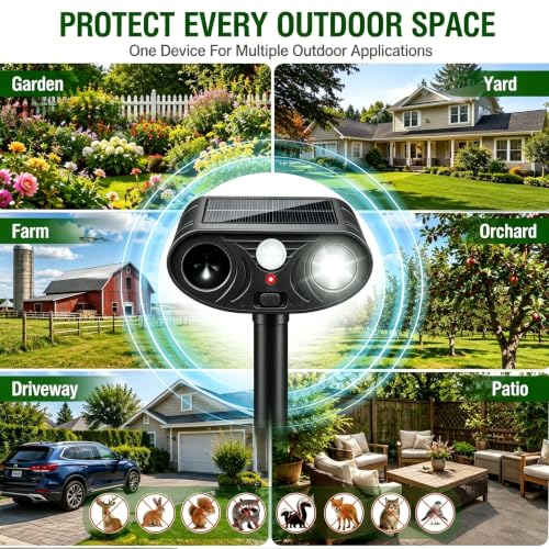 4Pack Deer Repellent Devices Solar Ultrasonic Animal Repeller