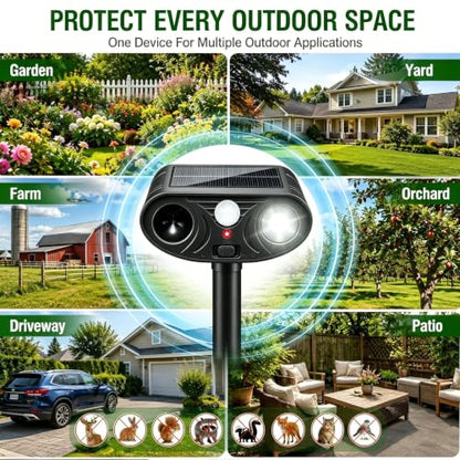 4Pack Deer Repellent Devices Solar Ultrasonic Animal Repeller