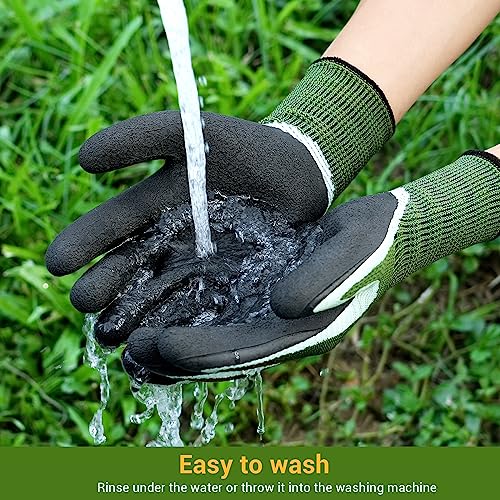 DOFOWORK Gardening Gloves - 6 Pair Gardening Gloves for Women/Men with Grip - color: Blue & Green, Large