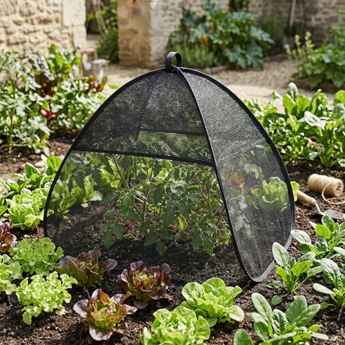 2Pcs Pop Up Garden Netting Bug and Shade Cover,Plant Sun Shade Netting Tent - color: Black-22x22x22 Inch