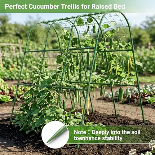 Cucumber Trellis for Raised Bed, U-Shape Arch Metal Garden Trellis for Climbing Plants, Heavy Duty Plant Trellis Outdoor, Easy Assembly Rustproof Trellis for Vines (U Frame Trellis)