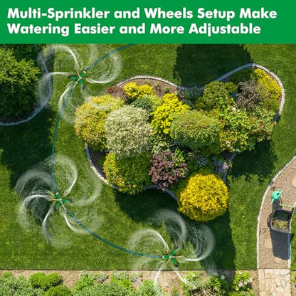 [2 Pack] RESTMO 3-Arm Metal Sprinkler with Wheel Base