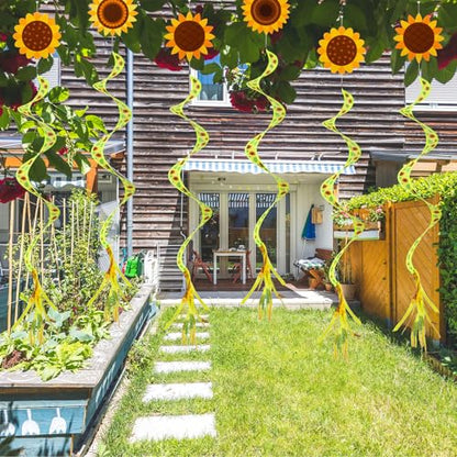 Beeveer 4 Pcs 57'' Sunflower Windsocks Summer Wind Socks for Outdoor Hanging Nylon Fabric Sunflower Leaf Spinners Leaf Streamers for Summer Decorations Windmill to Scare Birds Away - style: Sunflower