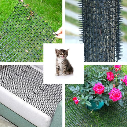Bynccea Cat Scat Mat with Spikes, 6.5ft Cat Repellent Mat Anti Cat Prickle Strips Network Digging Stopper Outdoor PP Plastic Cat Spike Mat（Black