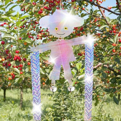 Hanging Bird Scare Reflective Devices, Scarecrow Highly Reflective Bird Deterrents Double-Sided Reflectors Keep Birds Away for Garden, Orchards, Patio, Yard (Scarecrow)