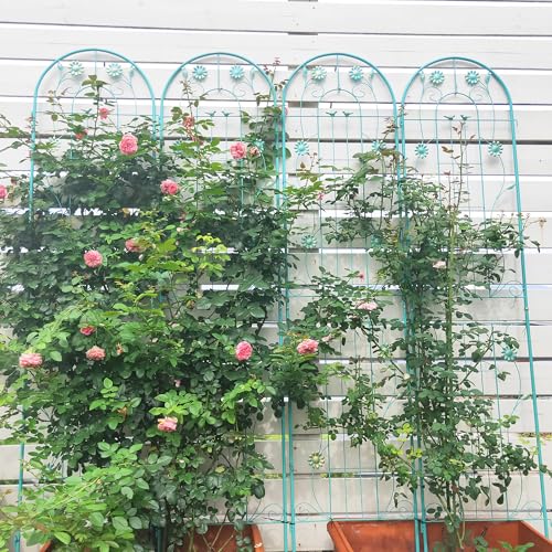 Garden Trellis for Climbing Plants Outdoor, 4-Pack 86" Metal Rustproof - color: Sunflower1-4pacs-Green, size: 86×19.7"