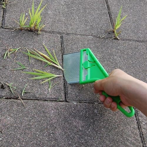 Nisaku NJP2510 Zassou Burush Sidewalk Crack Weeder, Japanese Stainless Steel 3-Inch Curved Blade, 8-Inch Ergonomic Plastic Handle