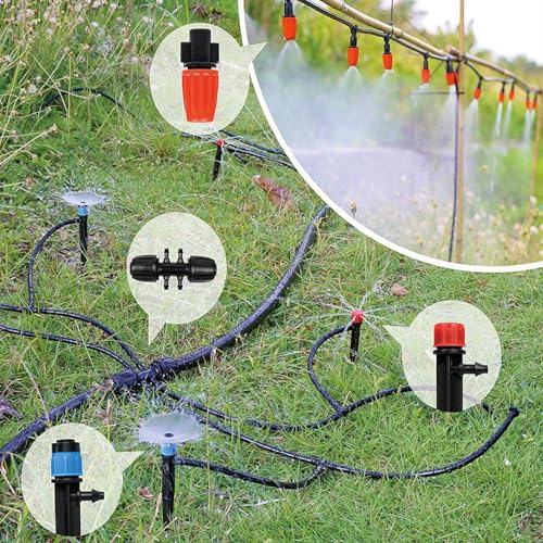256FT Automatic Drip Irrigation System Kit,Automatic Garden Watering Misting System for Greenhouse, Yard, Plant ，Lawn with 1/2 inch Hose 1/4 inch Distribution Tubing and Accessories - style: 256FT Drip Irrigation System Kit