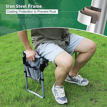 Try & DO Garden Kneeler and Seat with Smart Button-Press Design, Garden Stool with Soft EVA Kneeling Pad and Tool Bag, 2 in 1 Foldable and Lighrweight - color: 1 Pouch, style: Modern