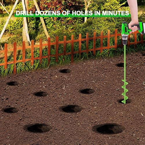 Auger Drill Bit for Planting - 1.6"X16.5" Heavy-Duty Garden Auger Spiral Drill Bit - Bulb Planter Tool - 3/8" Hex Drive Drill - size: 1.6"X16.5"-Green