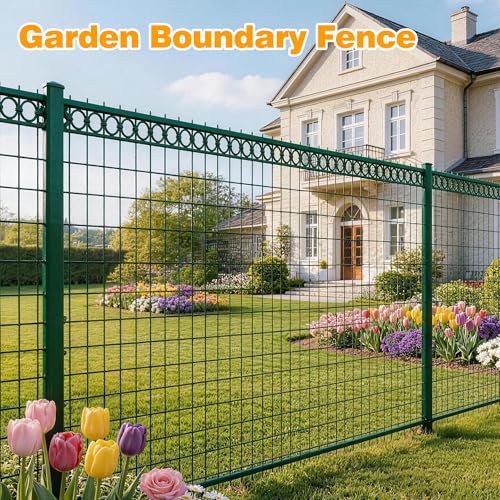 Green PVC Coated Welded Wire Fencing, 60in High x 100ft Long, 2 inch x 3 inch 16GA 2/3/4/5/6 Ft Tall Welded Wire Fence Rolls, Green Metal Garden Fence Wire Roll Garden Fencing for Yard - color: Green, size: 2"x3" 16GA 60" x 100'