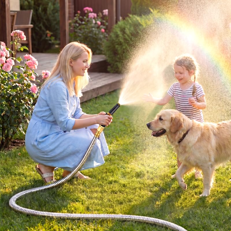 Rosy Earth Metal Garden Hose 25 FT - 304 Stainless Steel Water Hose - size: 25FT