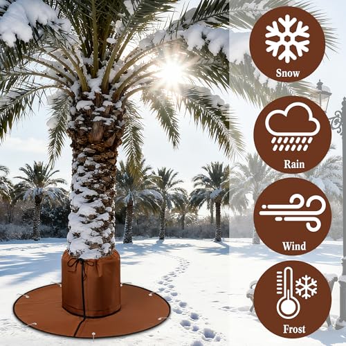 Palm Tree Root Protector, Winter Protection for Palm Trees Root, Tree Root Freeze Protectors with Ground Nails, Winter Tree Root Frost Covers for Outdoor Cold Weather Plants (1, Brown)