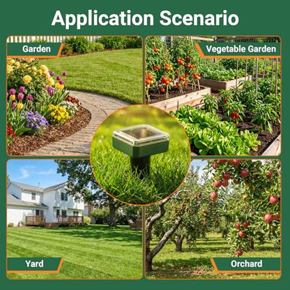 Mole Repellent for Lawns Solar Powered, 8 Packs Ultrasonic Mole Stakes for Yard, IP65 Waterproof Gopher Repellent to Get Rid of Gopher, Vole and Snake for Lawn Garden Yard Farm
