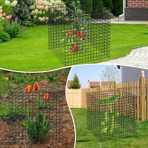 4 Packs Wire Plant Protectors,15.7" X 15.7" Wire Mesh Plant Protector cage,DIY Garden and Vegetable Protectors,Plant Cage to Protect Plants from Animals