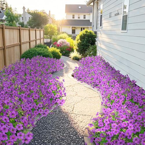 20 Bundles Artificial Flowers for Outdoors Fake Plants, Purple - color: Purple