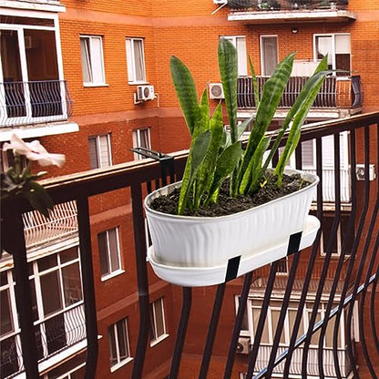 Adjustable and detachable Planter Box Brackets, flower pot bracket,hanging flower box bracket, window flower box bracket, suitable for fences, window sills, gardens, etc (Black,2 PCS)