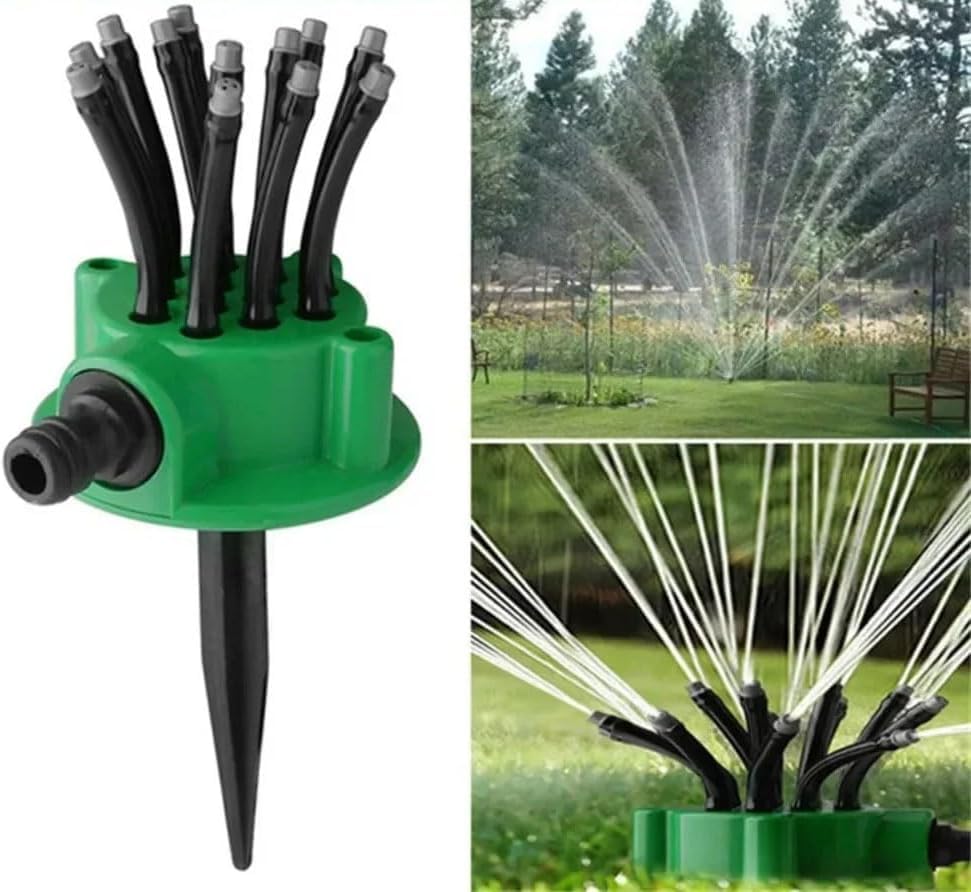 360° Automatic Garden Sprinkler, Multi-Head Lawn Watering Sprayer for Roof Cooling, Garden Irrigation Tool