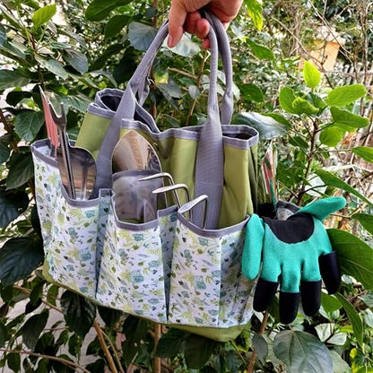 41-Piece Premium Gardening Tool Set, Stainless Steel Heavy Duty Gardening Tool Kit, with Non-Slip Rubber Grip, Storage Tote Bag, Outdoor Hand Tools, Ideal Gardening Gifts for All (Green) - color: Green