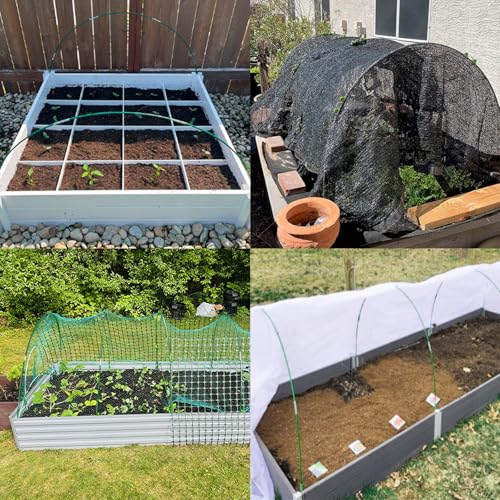 MAXPACE Greenhouse Hoops Kit, DIY 8ft Grow Tunnel, Fits Raised Garden Beds 2.7ft Wide & Up, 25 Pcs Rust-Proof Fiberglass Frame Support Rods for Row Cover, Shade Cloth, Frost Netting & Plant Stakes - size: L Pro+ (for Width: 2.7' and up)
