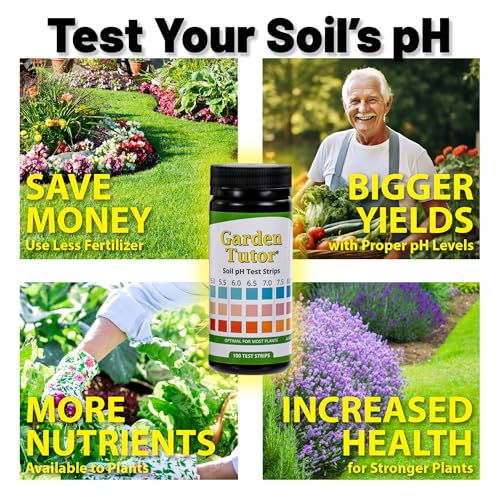 Garden Tutor Soil pH Test Kit – 100 Strips with AI-Powered Web Reader – Accurate Testing for Lawn, Garden & Compost – pH 3.5–9