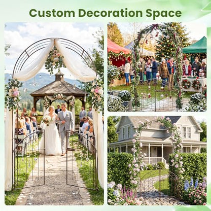 Giantex Garden Arch with Gate, 79" H Heavy-Duty Metal Arbor Trellis - color: Bronze