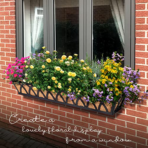 36" Hanging Window Box Basket w/Coco Liner, Black, 4-Pack - color: Black - Set 4, size: 36IN Style A